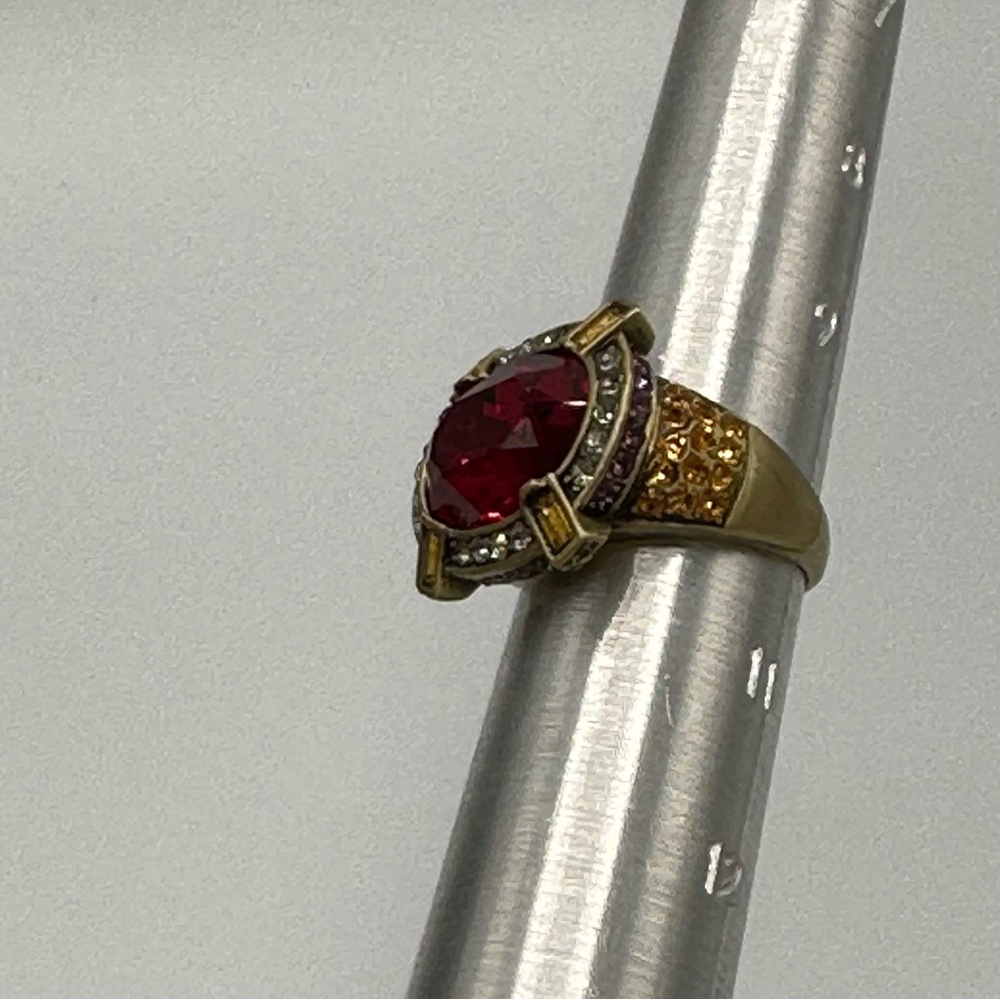 Heidi Daus Red Crystal Cocktail Ring Size 10 NWT - Picture 12 of 14